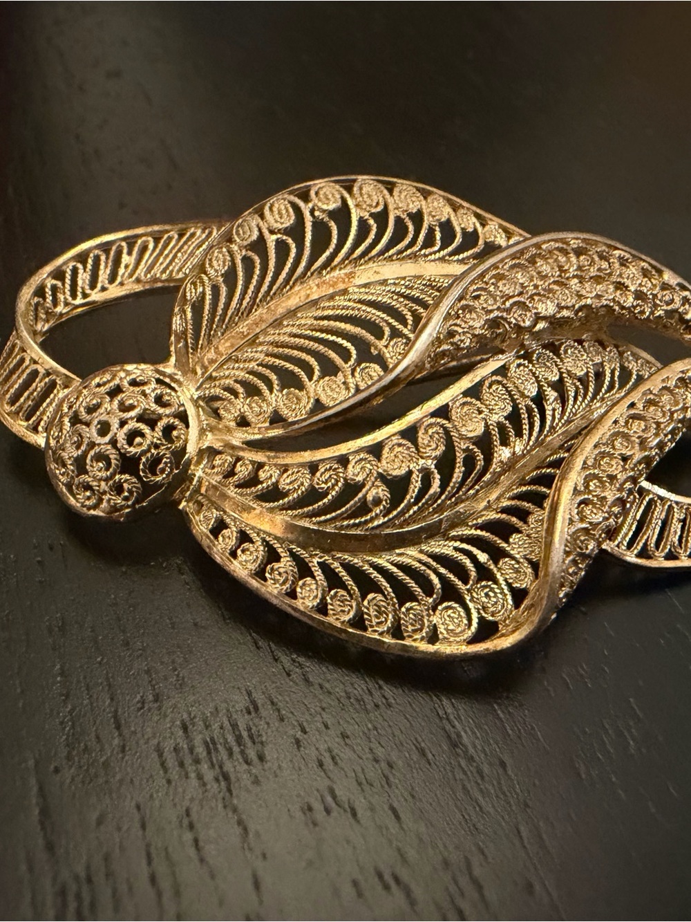 Gold Filigree Leaf Statement Bracelet